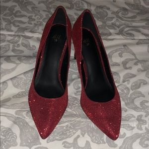 Never worn red glittery heels! Great for holidays!